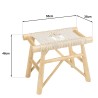 Seconde Main - Tabouret en teck naturel et macramé blanc