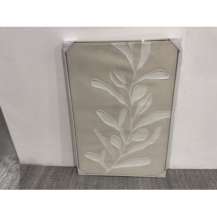 SECONDE MAIN - Décoration murale 83x123cm motifs fleurs n°2, cadre naturel