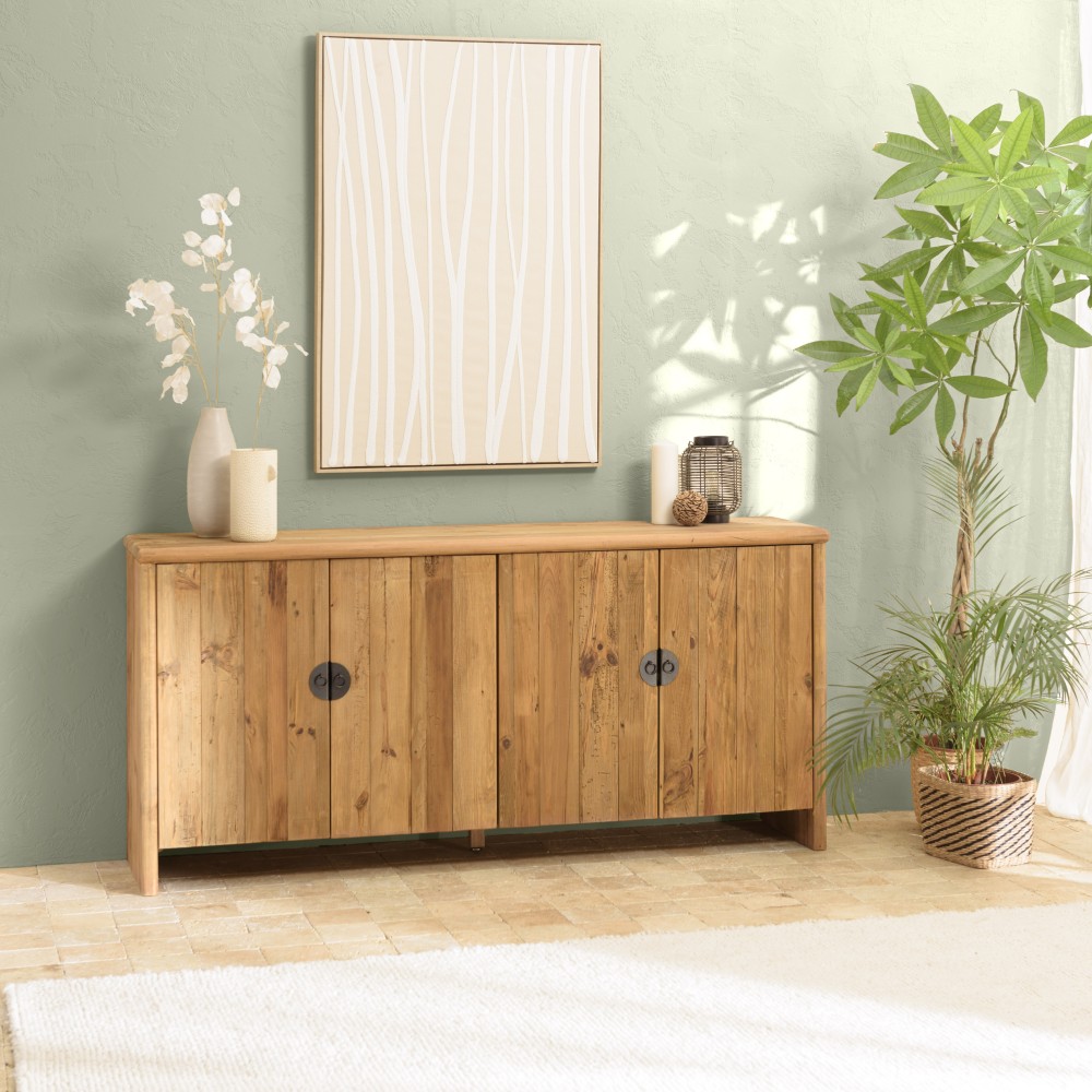 SANDY - Sideboard with 4 Doors Recycled Pine Wood | Functional and Elegant Storage Solution