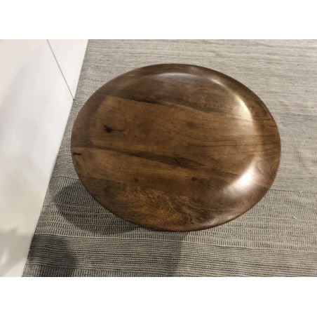 Table d'appoint plateau en manguier pied métal ivoire | Seconde main