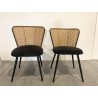 Seconde main - Lot de 2 chaises  - Assise tissu noir - Effet cannage