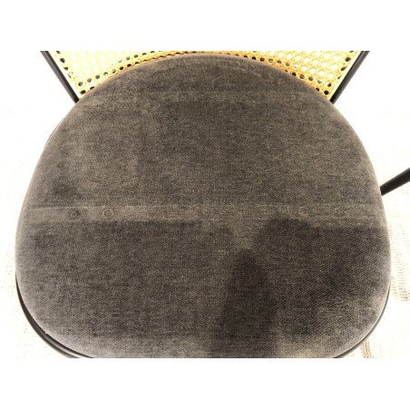 Seconde main - Lot de 2 chaises  - Assise tissu noir - Effet cannage