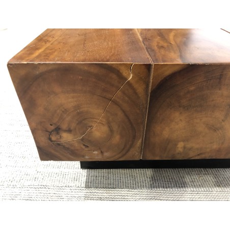 Table basse poutres 120x60cm bois Suar pieds noirs | Seconde Main