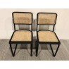 PIERRE - Set of 2 Chairs with Black Wood Seat and Rattan Backrest