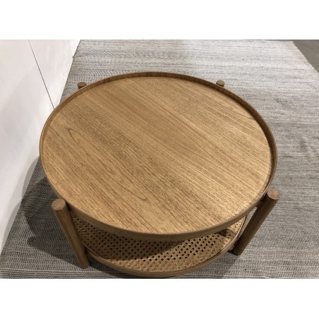 80.5cm wooden coffee table with rattan shelf | Amy Collection