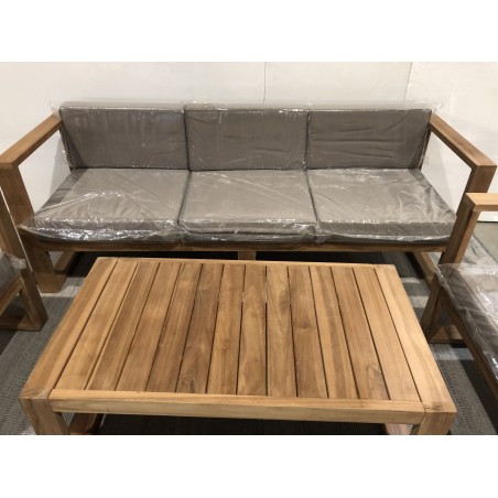 Tuinset van teakhout KIM - 1 bank 3-zits, 2 fauteuils, 1 salontafel