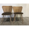 LEA Set of 2 Chairs with Taupe Fabric Seat and Wide Cane-Effect Backrest