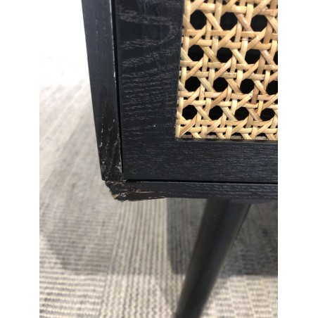 Salontafel zwart hout ANGELO - 2 lades en 1 vak met webbing