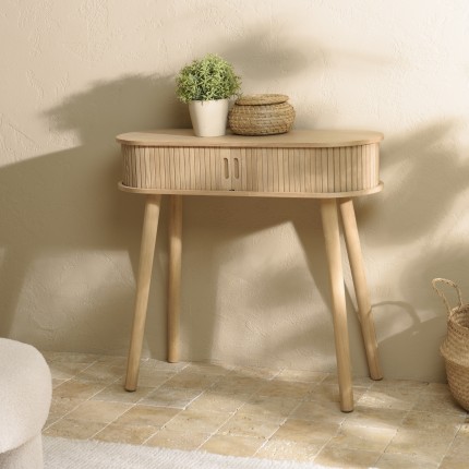 Console ovale 80x30cm en bois couleur naturelle | Macabane
