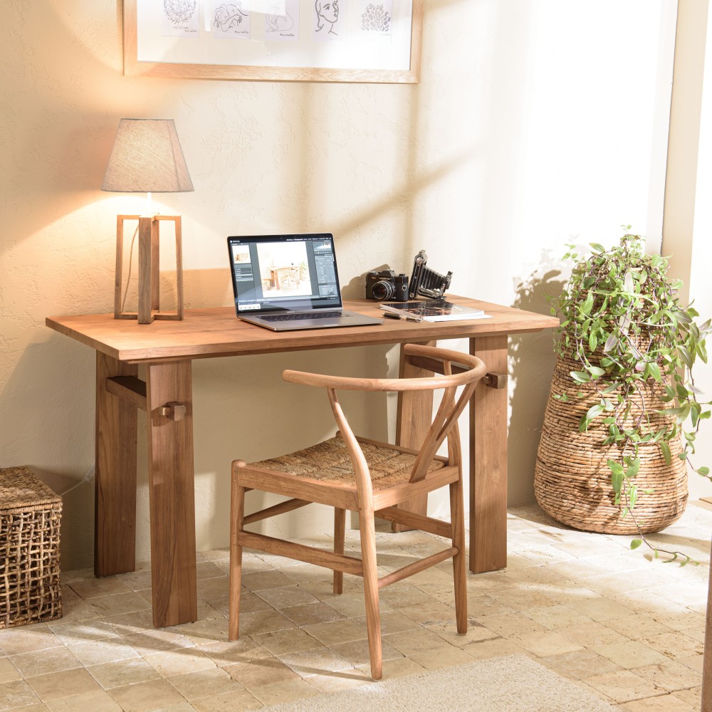 Bureau SIXTINE en bois de teck recyclé 140x60cm Seconde main