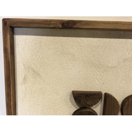SECOND HAND - Wall decoration in recycled pine with geometric patterns, 62 x 62 cm