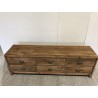 Brown TV cabinet with 6 drawers, recycled pine wood | Second Hand
