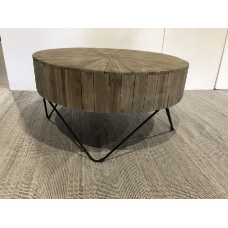 CLARA Round Coffee Table 90x90cm - Natural Teak Wood