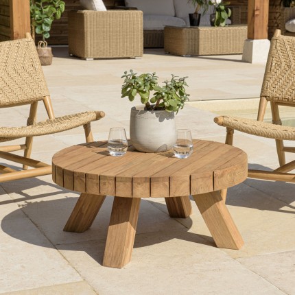 Seconde Main | Table basse jardin ronde en teck recyclé