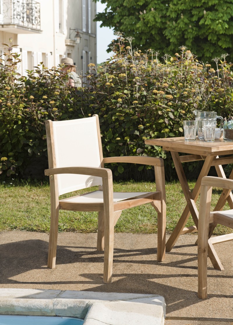 Set of 2 Teak Garden Armchairs - Premium Solid Teak Furniture