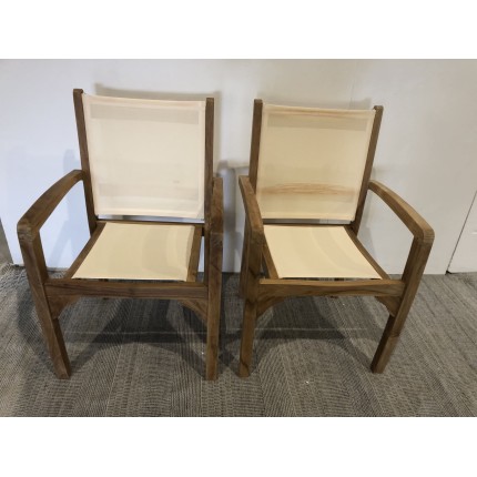 Set of 2 Teak Garden Armchairs - Premium Solid Teak Furniture