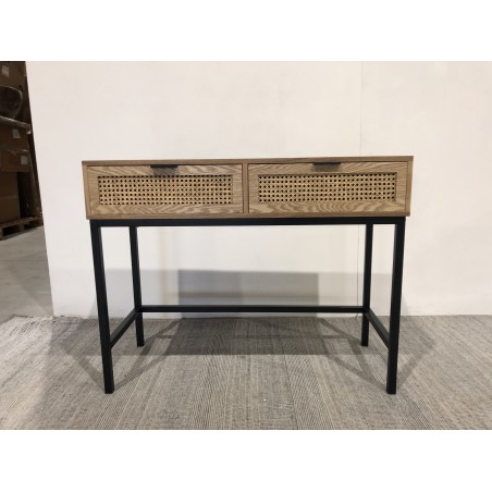 SECONDE MAIN - Console 2 tiroirs cannage naturel