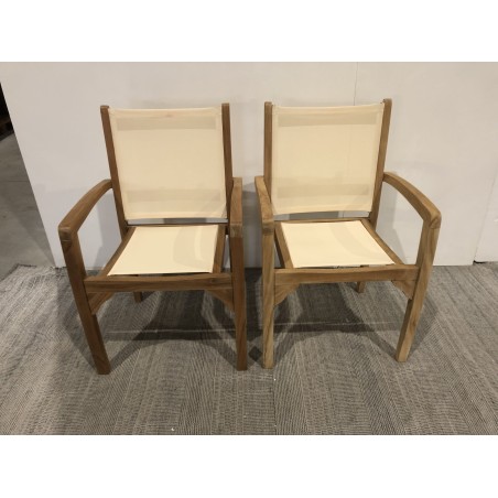 Ensemble de 2 fauteuils de jardin en teck - SECONDE MAIN