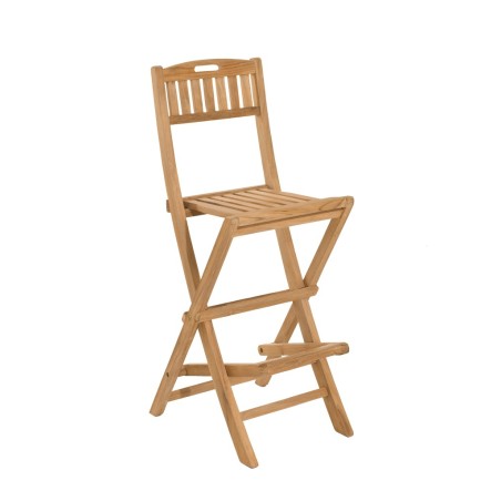 FUN Teak Wood Folding Garden Bar Chair - Premium Solid Teak
