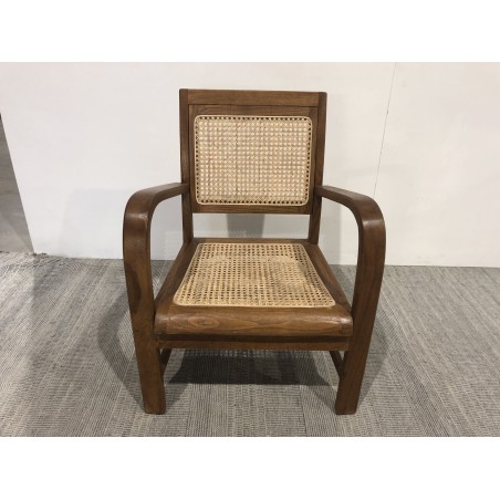Fauteuil DAK - Bois Mindi et cannage foncé - Seconde main