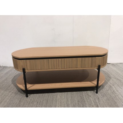 Retro-style wooden coffee table with 2 drawers, pine | Second-hand