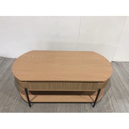 Retro-style wooden coffee table with 2 drawers, pine | Second-hand
