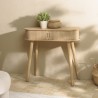 Oval console table 80x30cm in natural-coloured wood | Macabane