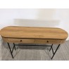 Console arrondie couleur naturelle 2 tiroirs pieds métal noir - Seconde Main