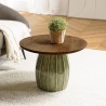 Table basse 60x60 cm en manguier et émail vert | Seconde Main