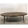 KIARA Oval Coffee Table, 135x70 cm, Herringbone Top - Secondhand