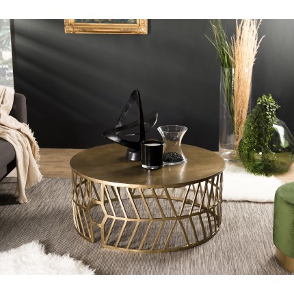 SECOND HAND - Round coffee table 89x89cm gold aluminum graphic base
