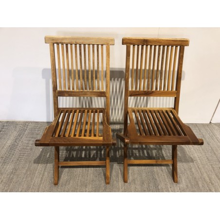 SECONDE MAIN - Lot de 2 chaises en teck huilé