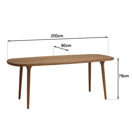 Angélique oiled wooden garden table 200x90cm