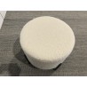 SECONDE MAIN - Tabouret rond 40x40cm tissu bouclette blanc pieds métal noir