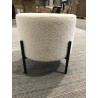 SECONDE MAIN - Tabouret rond 40x40cm tissu bouclette blanc pieds métal noir