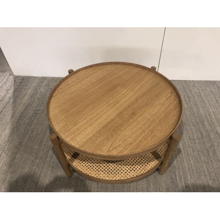 80.5cm wooden coffee table with rattan shelf | Amy Collection