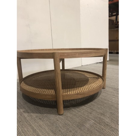 80.5cm wooden coffee table with rattan shelf | Amy Collection