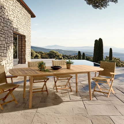 Extendable garden table in oiled acacia wood, 180/240 x 110 cm | SECOND LIFE