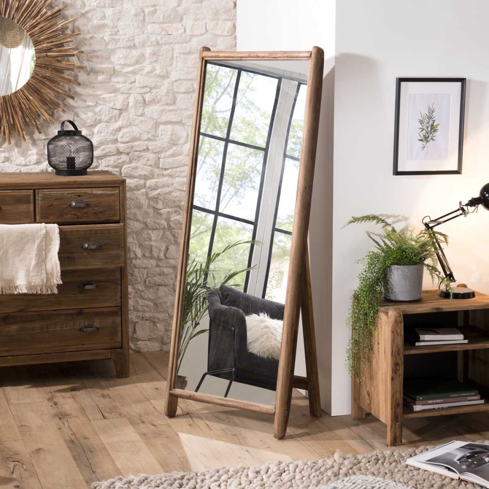 SANDY - Brown Recycled Pine Wood Mirror | Home Decor
