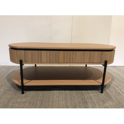 Table basse bois 2 tiroirs style rétro pin | Seconde Main