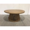 Round coffee table D80 with decorative finish and natural oak base with striated pattern - SYA