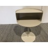 Round side table in beige steel, D35cm | Agathe Collection