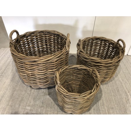 3er-Set Aufbewahrungskörbe aus Naturrattan KALLY