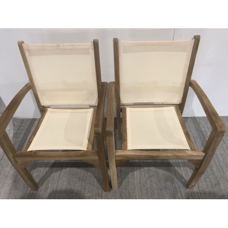Ensemble de 2 fauteuils de jardin en bois teck - SECONDE MAIN