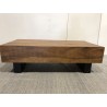 Table basse poutres 120x60cm bois Suar pieds noirs | Seconde Main