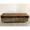 ANDY Brown Wood Scandi TV Stand with 3 Drawers and 3 Niches