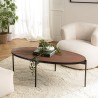 BASILE Oval Coffee Table 131x65cm Rust Color with Stone Effect