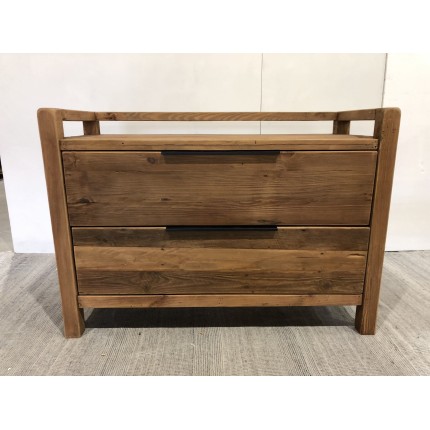 Kommode braun 2 Schubladen recyceltes Kiefernholz SANDY