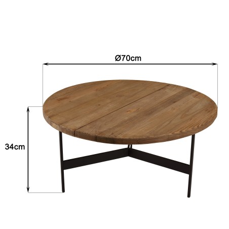 Ronde salontafel van gerecycled grenenhout | Macabane Meubelen