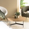 Ronde salontafel van gerecycled grenenhout | Macabane Meubelen